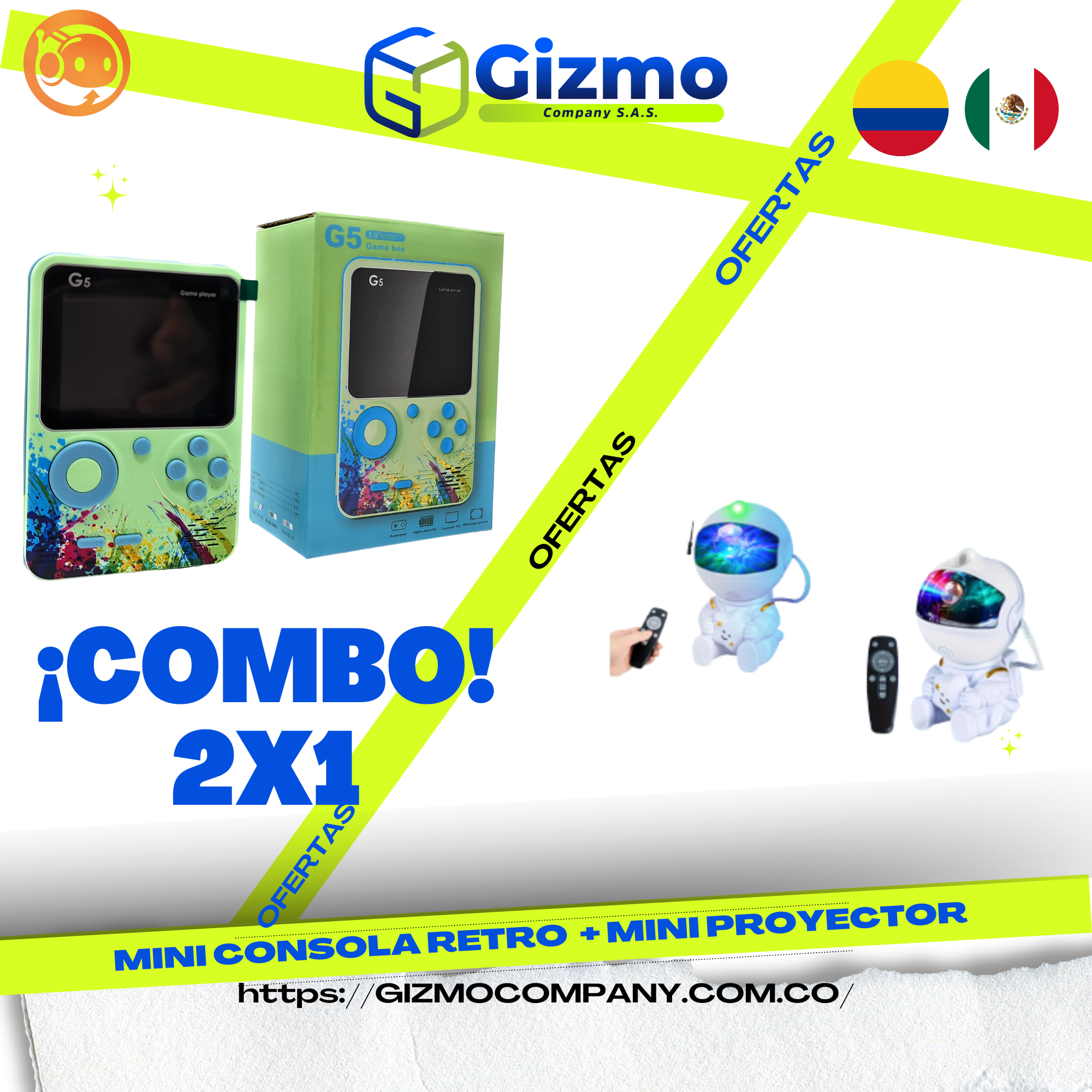 Combo Mini Consola Retro+ Mini Proyector